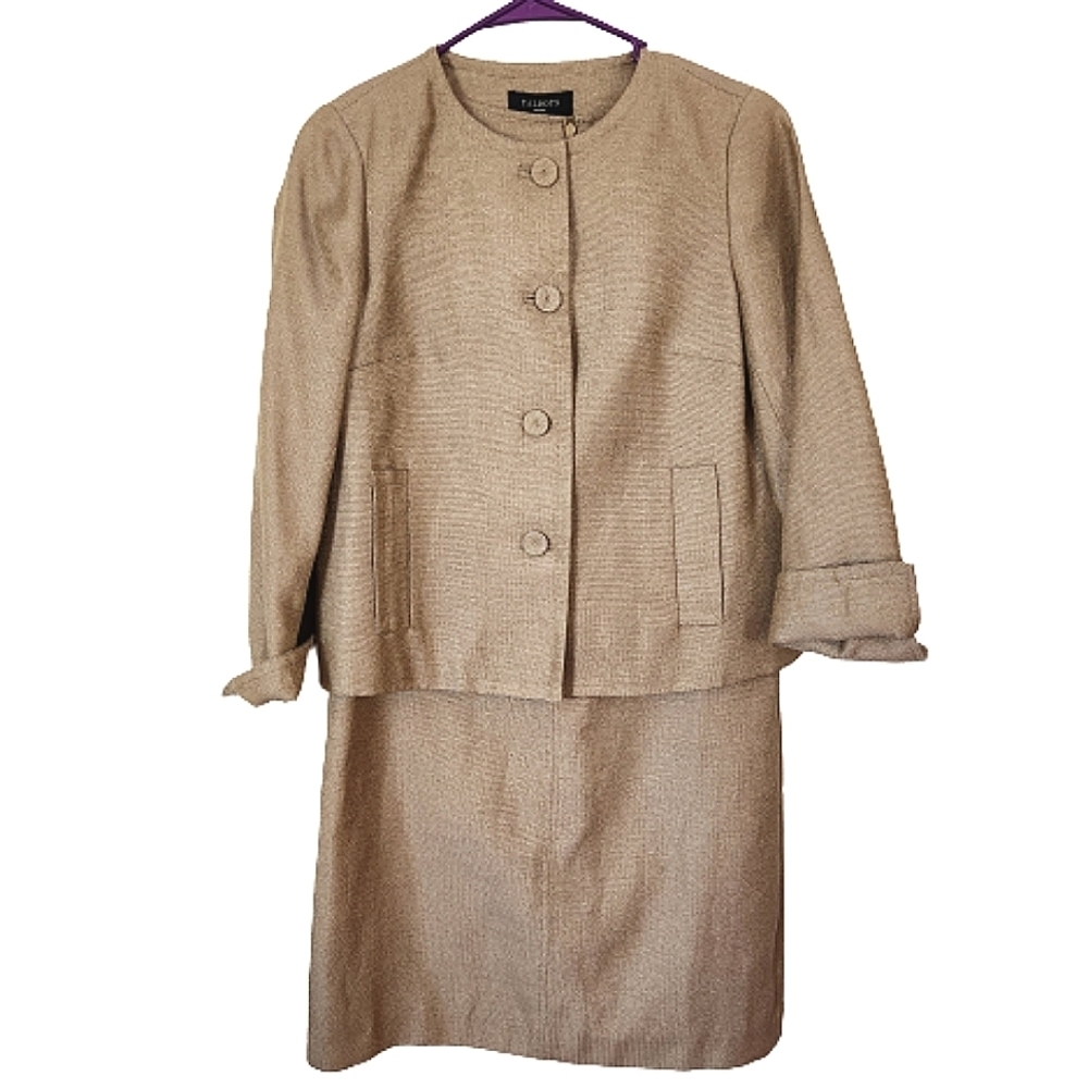 Nwt Talbots Tan Gold Linen Blend Jacket & Dress 6 Petite 8039